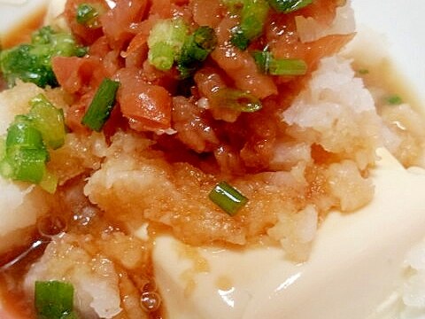 レンジで簡単☆梅と大根おろしの温豆腐